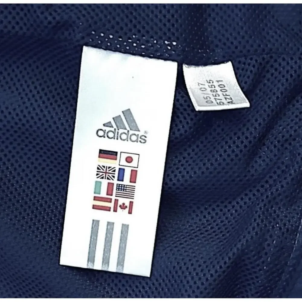 Adidas Track Jacket‎ Blue Iconic Tricot 3 Stripes Sporty Athletic Size Small